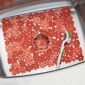 Interdesign Blumz Kitchen Sink Protector Mat - Large, Red