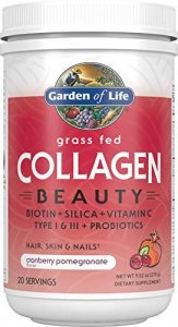 Garden Of Life Grass Fed Collagen Beauty Powder For Hair Skin & Nails - Cranberry Pomegranate, 20 Servings - 12G Type I & Iii Peptides, 11G C
