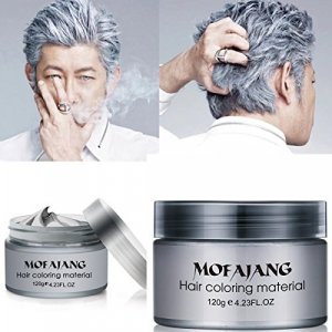 Temporary Silver Gray Hair Wax Pomade for People, Luxury Coloring Mud Grey Hair Dye,Non-Greasy Matte Hairstyle Ash for Party, Cosplay