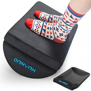 Foot Rest for Under Desk at Work with 2 Optional Covers for Replacing Double Layer Adjustable Foot Rest for Office Home Airplane Travel by HUANUO