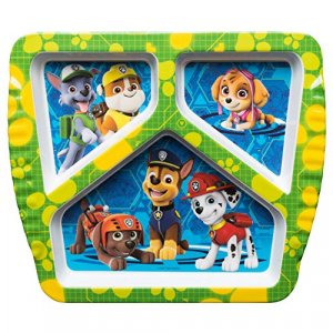 Zak Designs Paw Patrol Dinnerware Set Includes Melamine 3-Section Divided Plate and Utensil Made of Durable Material and Perfect for Kids, 3 Piece Se
