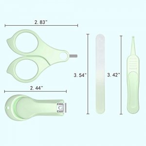 YIVEKO Baby Nail Kit, 4-in-1 Baby Nail Care Set with Cute Case, Baby Nail Clippers, Scissors, for Newborn, Infant, Toddler, Kids-Owl Green