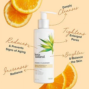 Vitamin C Cleanser - Anti Aging Face Wash & Exfoliating Facial Cleansing Gel Reduces Wrinkles - With Natural Aloe Vera, Coconut Water & Green Tea