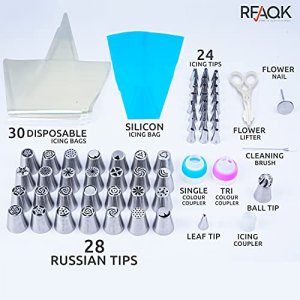 90PCs Russian Piping Tips Set-Piping Bags and Tips Set for Cake Decorating, Baking Supplies Kit-Valentines Day Gift-Numbered Flower Frosting Tips(28
