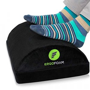 ErgoFoam Adjustable Foot Rest Under Desk for Added Height - Large Premium Velvet Soft Foam Footrest for Desk - Most Comfortable Desk Foot Rest in The