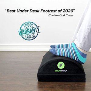 ErgoFoam Adjustable Foot Rest Under Desk for Added Height - Large Premium Velvet Soft Foam Footrest for Desk - Most Comfortable Desk Foot Rest in The