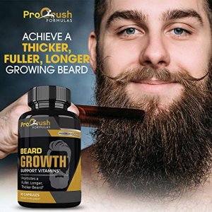 Beard Growth Support Supplement- Grow Fuller Longer Thicker & Healthier Facial Beard & Mustache Hair. Natural Supplement Vitamin with Biotin for Men.