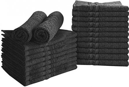  Utopia Towels - Cotton Bleach Proof Salon Towel (16x27 inches)  - Bleach Safe Gym 100% Cotton Hand Towel (24 Pack, Black) : Home & Kitchen