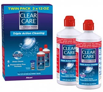 Clear Care Cleaning & Disinfecting Solution with Lens Case, Twin Pack, 12 Fl Oz