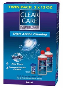 Clear Care Cleaning & Disinfecting Solution with Lens Case, Twin Pack, 12 Fl Oz