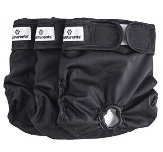Pet Parents Washable Dog Diapers (3pack) of Doggie Diapers, Color: Black, Small Dog Diapers