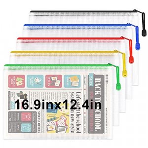 Umriox 5PCS Large Mesh Zipper Pouch, Extra Thick, 16.9