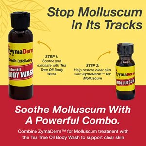 Zymaderm Molluscum Contagiosum Treatment Duo - Fast Acting, Safe and Painless Tea Tree Oil Body Wash & Wart Reducer for Kids and Adults