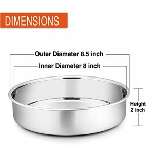 P&P CHEF 8 Inch Cake Pan Set, 3 Pcs Round Baking Pans Stainless Steel Layer  Birthday Wedding Cake Pans, Fit Oven/Pots/Pressure Cooker, Non Toxic 