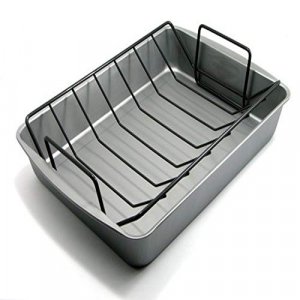 G & S Metal Products Company OvenStuff Nonstick Roasting Pan with Rack, Large, Gray