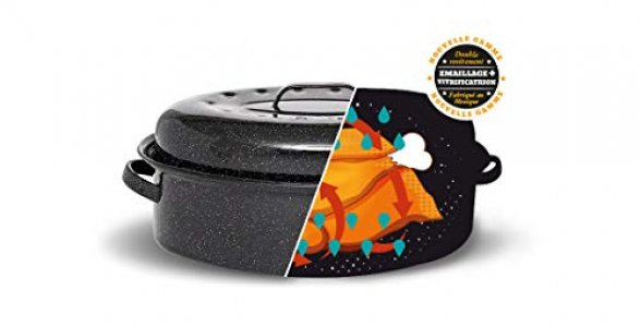 Granite Ware Enamel on Steel 18 in. Covered Oval Roaster, 15 lb. Capacity