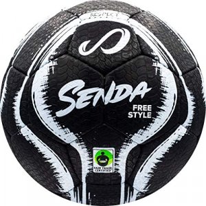 SENDA Street Freestyle, Trick, and Skills Soccer Ball with Rubber Outer Cover, Fair Trade Certified, Black/White, Size 4 (Ages 13 & Up)