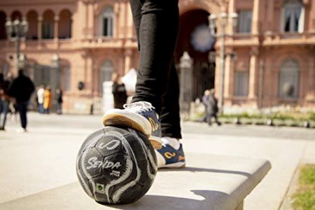 SENDA Street Freestyle, Trick, and Skills Soccer Ball with Rubber Outer Cover, Fair Trade Certified, Black/White, Size 4 (Ages 13 & Up)