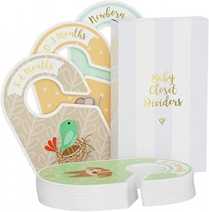 Baby closet dividers & baby clothes organizer - 18 x baby clothes closet dividers - neutral hangers (boy & girl) - Size & Age baby clothes dividers -