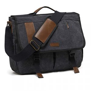 Messenger Bag for Men,Water Resistant Canvas 15.6 inch Laptop Shoulder Bag Vintage Satchel Bag for Work School Travel by VONXURY