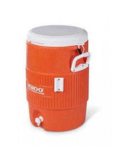 Igloo 5 Gallon Portable Sports Cooler Water Beverage Dispenser with Flat Seat Lid, Bright Orange