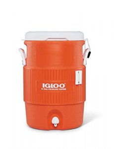 Igloo 5 Gallon Portable Sports Cooler Water Beverage Dispenser with Flat Seat Lid, Bright Orange