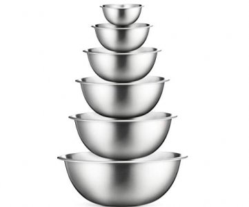 Stainless Steel Mixing Bowls (Set of 6) Stainless Steel Mixing Bowl Set, Nesting Bowls for Space Saving Storage, Great for Cooking, Baking, Prepping