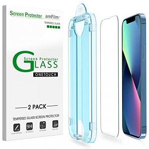 amFilm 2 Pack OneTouch Glass Screen Protector Compatible with iPhone 13/iPhone 13 Pro 6.1