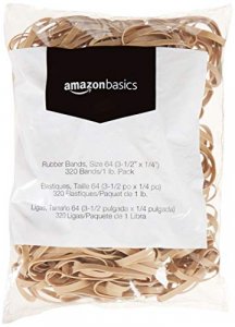 Amazon Basics Rubber Bands, Size 64 (3-1/2 x 1/4 Inch), 320 Bands/1 lb. Pack , 3-Pack