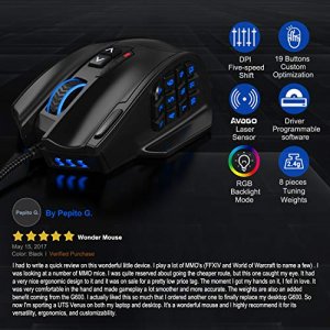 UtechSmart Venus Gaming Mouse RGB Wired, 16400 DPI High Precision Laser Programmable MMO Computer Gaming Mice [IGN's Recommendation]