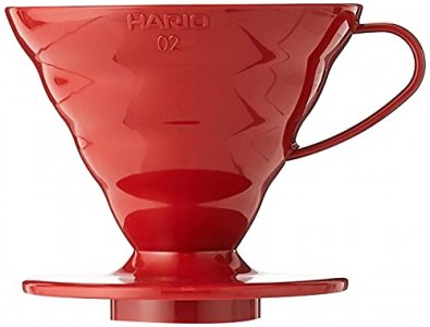 Hario V60 Plastic Coffee Dripper Pour Over Cone Coffee Maker Size 02, Red