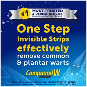 Compound W Maximum Strength One Step Invisible Wart Remover Strips, 14 Count