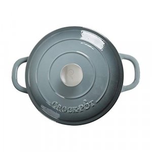 Crock Pot Artisan 5 Quart Enameled Cast Iron Round Dutch Oven, Slate Gray