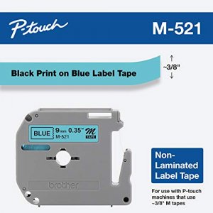 Brother 3/8 Inch x 26.2 Feet Black on Metallic Blue for P-Touch (M521) - Retail Packaging