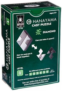 BePuzzled | Diamond Hanayama Metal Brainteaser Puzzle Mensa Rated Level 1,  for Ages 12 and Up