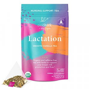 Pink Stork Lactation Tea:Smooth Vanilla Nursing Support,100% Organic,Supports Breastfeeding+Breast Milk Supply-Fenugreek, Women-Owned, 30 Cups