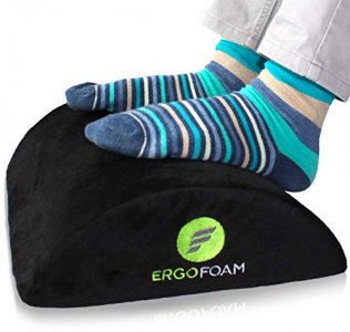 ErgoFoam Ergonomic Foot Rest Under Desk - Premium Velvet Soft Foam Footrest for Desk - Most Comfortable Desk Foot Rest in The World for Lumbar, Back,