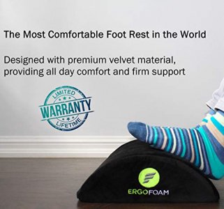 ErgoFoam Adjustable Foot Rest Under Desk for Added HeightLarge Premium Velvet 