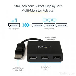 StarTech.com 3-Port Multi Monitor Adapter- Video Splitter for Extended Desktop Mode on Windows PCs Only - DP to 3x DP Monitors (MSTDP123DP)