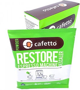 Cafetto Restore Espresso Machine Descaler, Coffee Machine Cleaning Powder for Use In Organic Systems (4 Single Use Packets)