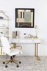 Blu Monaco 5 Piece Office Supplies Gold Desk Organizer Set - Desktop Hanging File Organizer - Desk Organizers and Storage - Desk accessories & Worksp