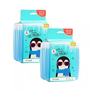 Fit + Fresh Cool Coolers Slim Ice Packs, Reusable Ice Packs for Lunch Bags, Beach Bags, Coolers, and More, Set of 8, Blue