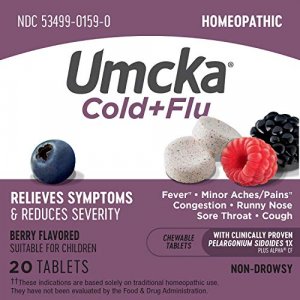 Nature's Way Umcka Cold+Flu Multi-Action Non-Drowsy, Berry Flavored, 20 Chewables