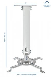 VIVO Universal Extending Ceiling Projector Mount, Height Adjustable Projection, White, MOUNT-VP02W