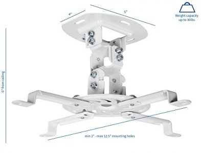 VIVO Universal Adjustable Ceiling Projector, Projection Mount Extending Arms Mounting Bracket, White, MOUNT-VP01W