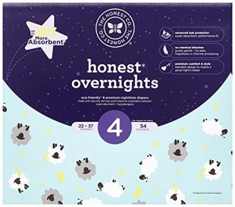 Honest Overnight Baby Diapers, Club Box, Sleepy Sheep, Size 4 (54 Count)