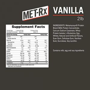 MET-Rx Metamyosyn Protein Plus Whey Isolate and Casein Protein Powder, Great for Meal Replacement Shakes, Low Carb, Gluten Free, Vanilla, 2 lbs