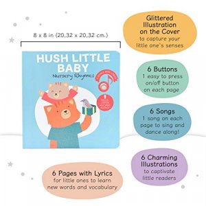 Cali's Books Hush Little Baby.Bedtime Nursery Rhymes Baby Sound Book. Interactive Musical Book for Babies and Toddlers 1-3. Bedtime Songs.