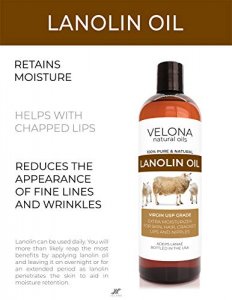Lanolin Oil USP Grade by Velona - 4 oz | 100% Pure and Natural Carrier Oil | Refined, Cold pressed | Skin, Hair, Body & Face Moisturizing | Use Today