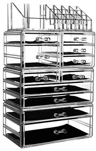 Cq acrylic Clear Makeup Organizer And Storage Stackable Skin Care Cosmetic  Display Case With 4 Drawers Make up Stands For Jewelry Hair Accessories